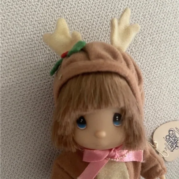 Precious Moments Christmas Doll Figure Reindeer Baby 1991 Vintage Enesco Small - Picture 5 of 7